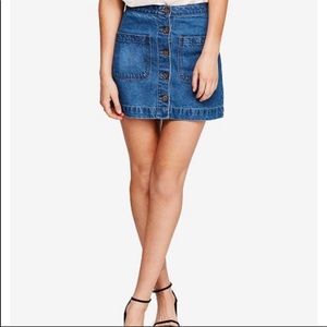 Free people Electric Boogaloo Blue Denim Skirt
